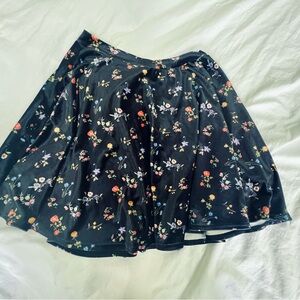SOLD Floral Black Skirt with Pockets